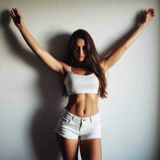 Woman Stretching in White Crop Top and Shorts