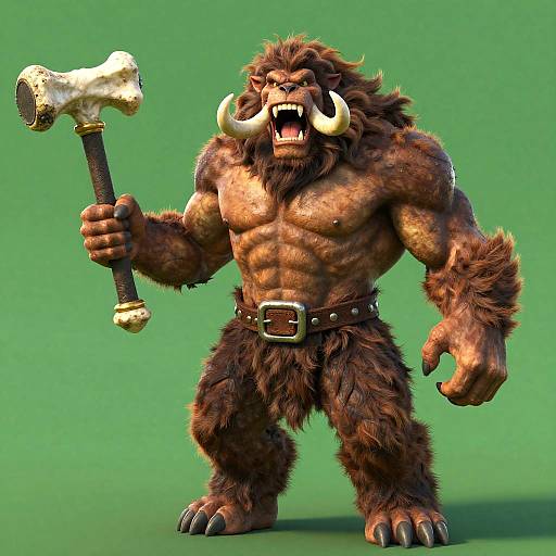 Roaring Shaggy Bipedal Beast