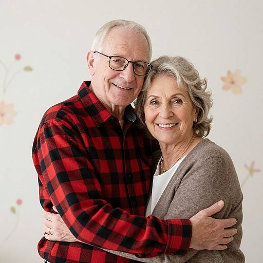 Elderly Couple Embracing Warmly