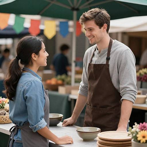 Charming Market Stall Encounter