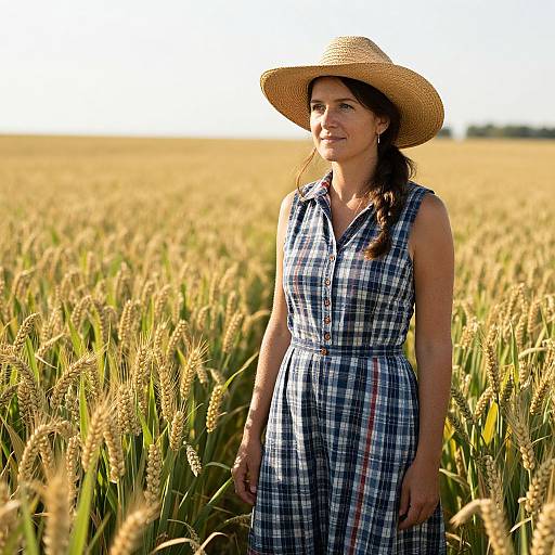 Woman Farmer in Straw Hat
