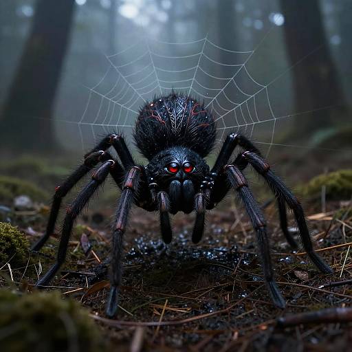 Spider Wolf Hybrid in Misty Forest