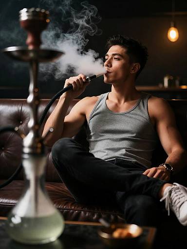 Cinematic Hookah Lounge Portrait in Warm Light