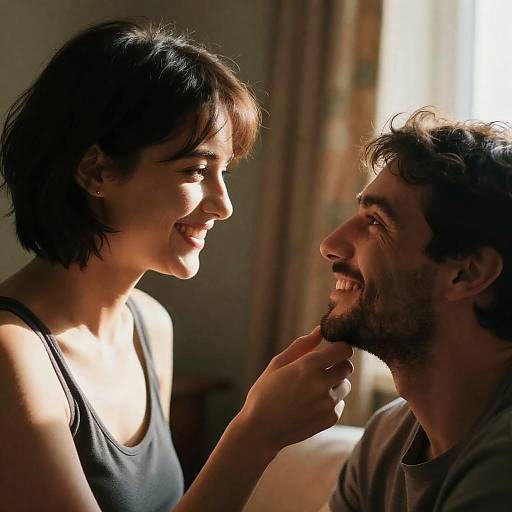 Intimate Sunlit Moment Between Couple