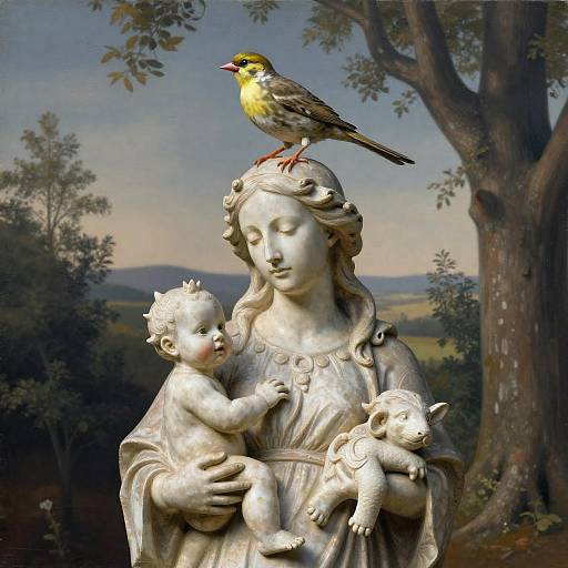 Surreal Mother and Baby Statue