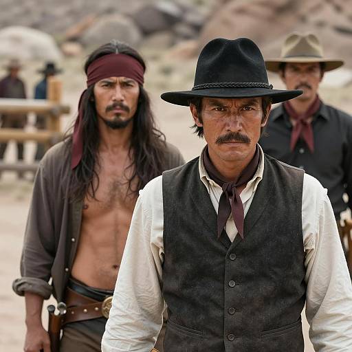 Three Men in a Dramatic Western Scene