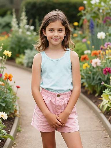 Olive-Skinned Girl in Botanical Garden