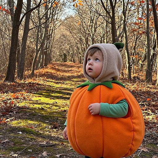 Child in Handmade Pumpkin Costume