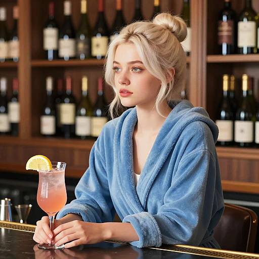 Elegant Woman at Cozy Bar Scene