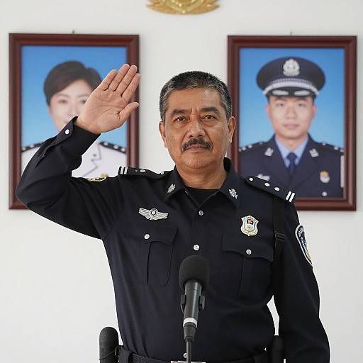 Middle-Aged Police Officer with Mustache