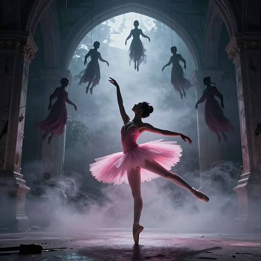 Ethereal Ballerina in Cyberpunk Mist