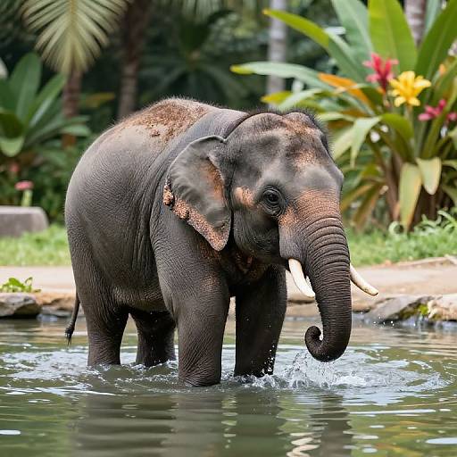 Chubby Baby Elephant Splashing Joyfully