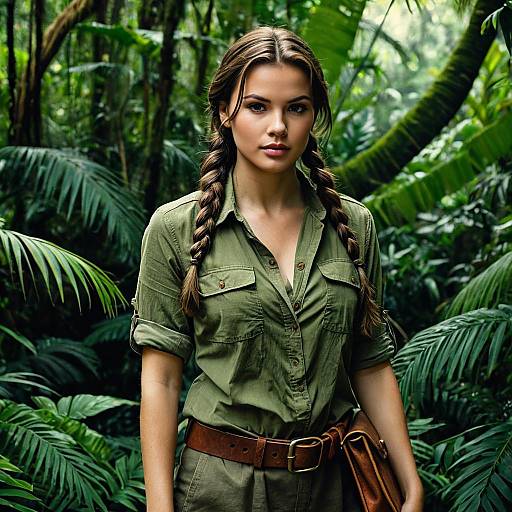 Young Woman in Jungle Explorer Outfit
