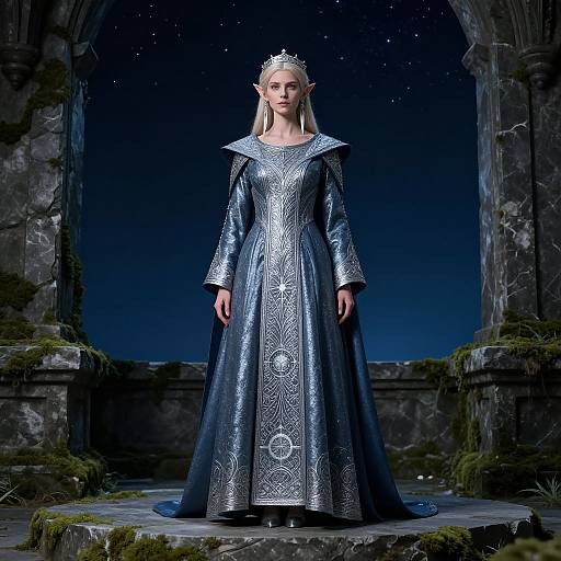 Regal Elf Robes Under Starlit Sky