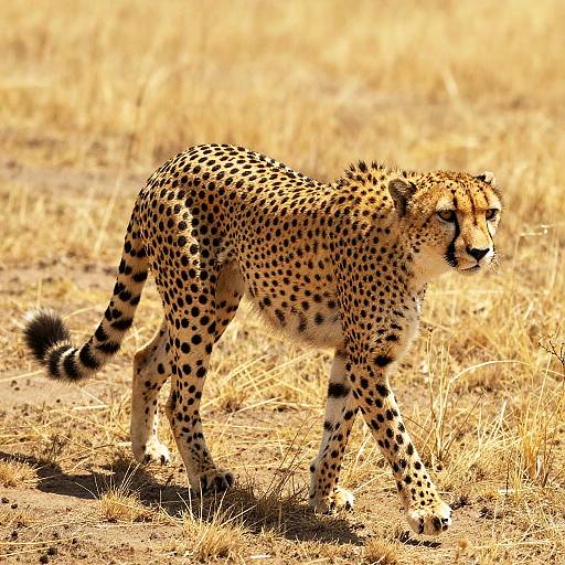 Sleek Cheetah in Dry Grass Field