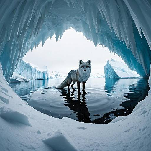Arctic Fox in Icy Cave with Sailfish Fins