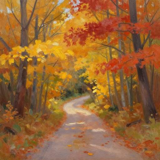 Impressionistic Autumn Forest Path