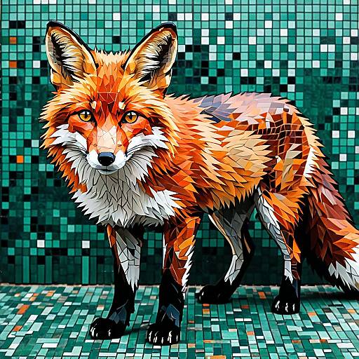 Mosaic Fox Digital Artwork