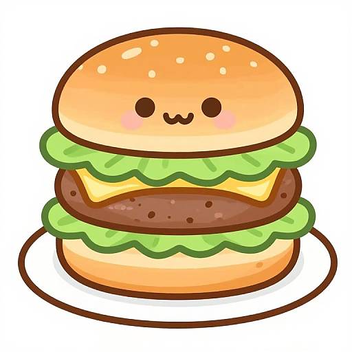 Kawaii Cute Hamburger Illustration