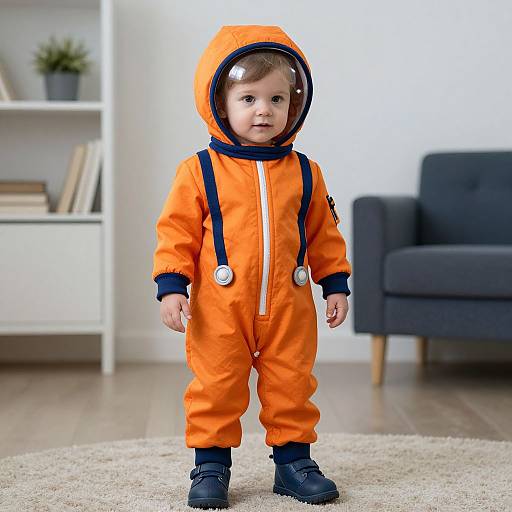 Toddler in Orange Astronaut Costume