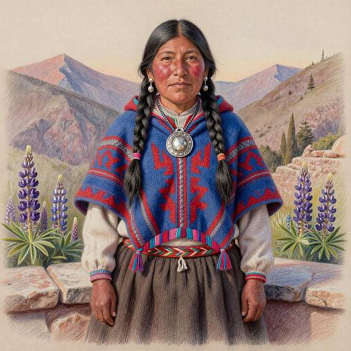 Indigenous Andean Woman in Vibrant Portrait