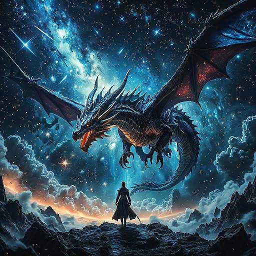 Astral Dragon Queen Amidst Nebulae