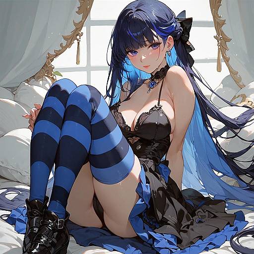 Anime Girl in Black Dress and Stockings