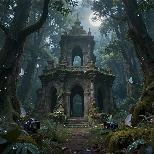 Enchanted Ancient Ruins at Moonlight