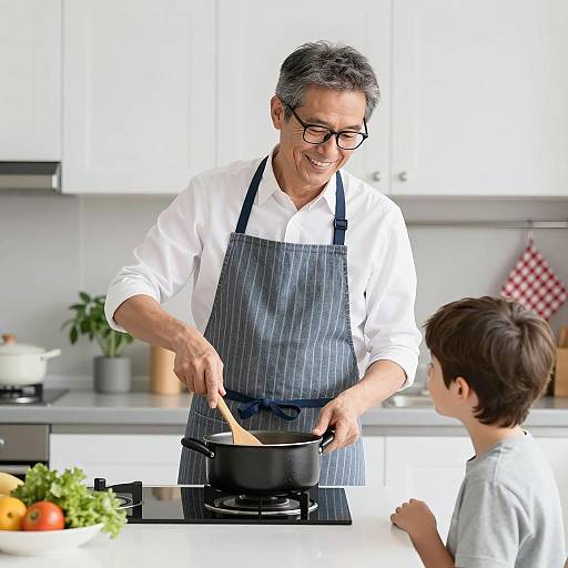 Warm Kitchen Moments with Father and Son