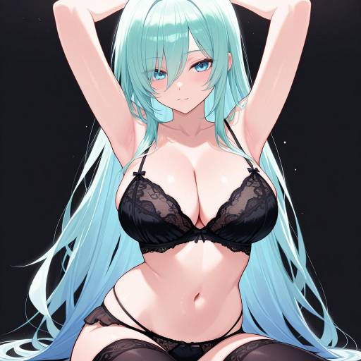 Charming Woman in Black Lingerie
