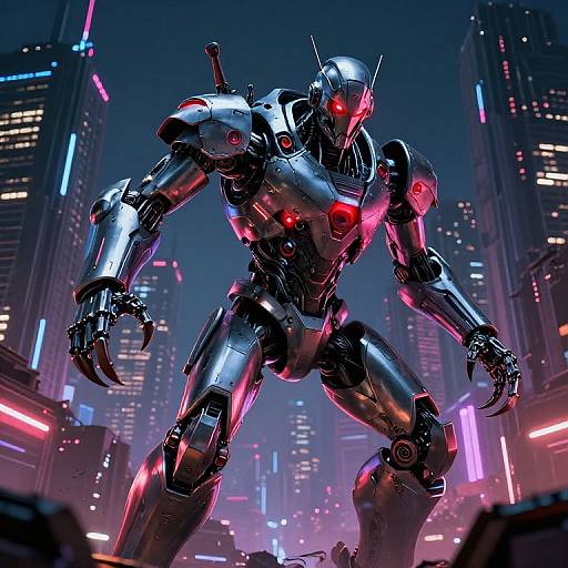 Dystopian Cyberpunk Robot Overlord