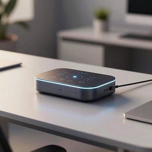 Sleek Modern AI Device in Minimalist Workspace