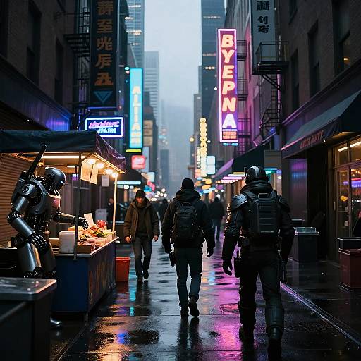 Cyberpunk NYC Neon Alleyway Scene