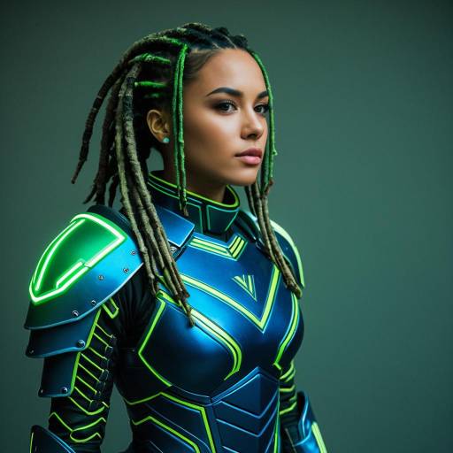 Neon Armor Cosplay with Dreadlocks Style
