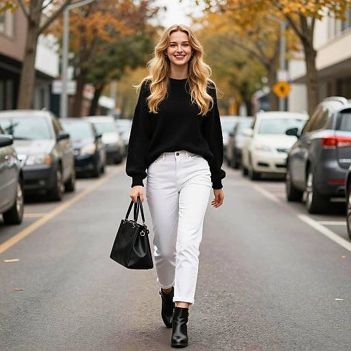 Young Woman Walking Confidently on City Street