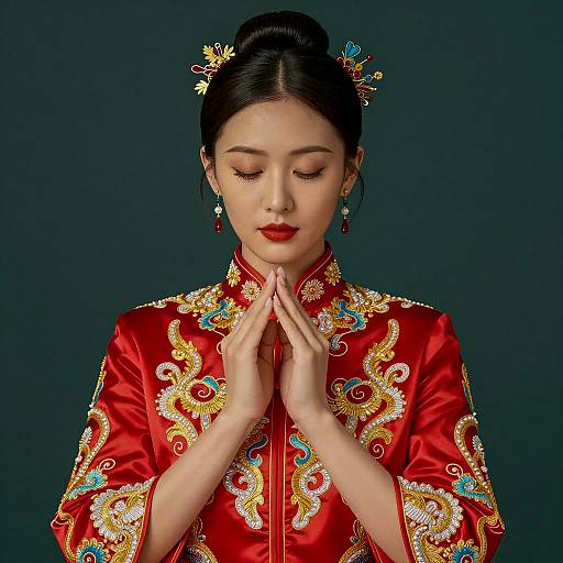 Elegant Asian Woman in Cheongsam