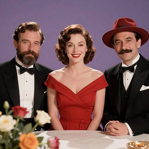 Vintage Movie Scene with Elegant Trio