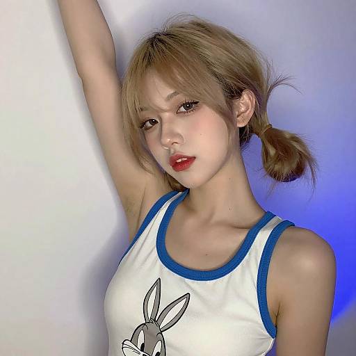Young Woman in Looney Tunes Tank Top