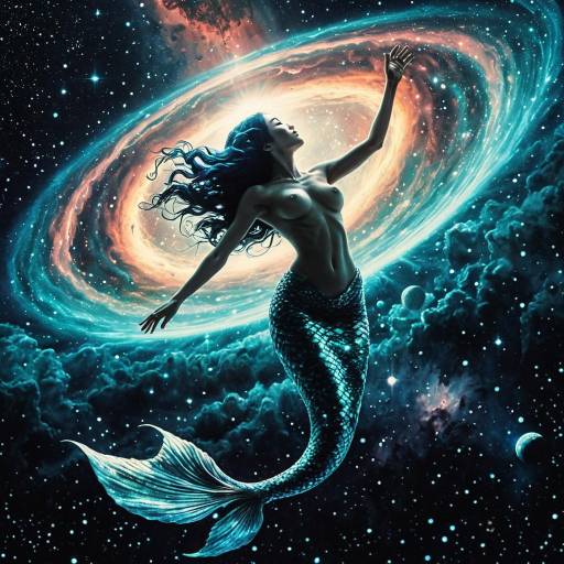 Ethereal Mermaid Floating in Nebula