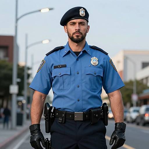 Confident Male Police Officer in Urban Setting