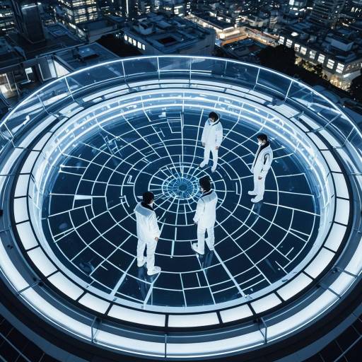 Futuristic Rooftop Observatory with Hologram Projection Artists