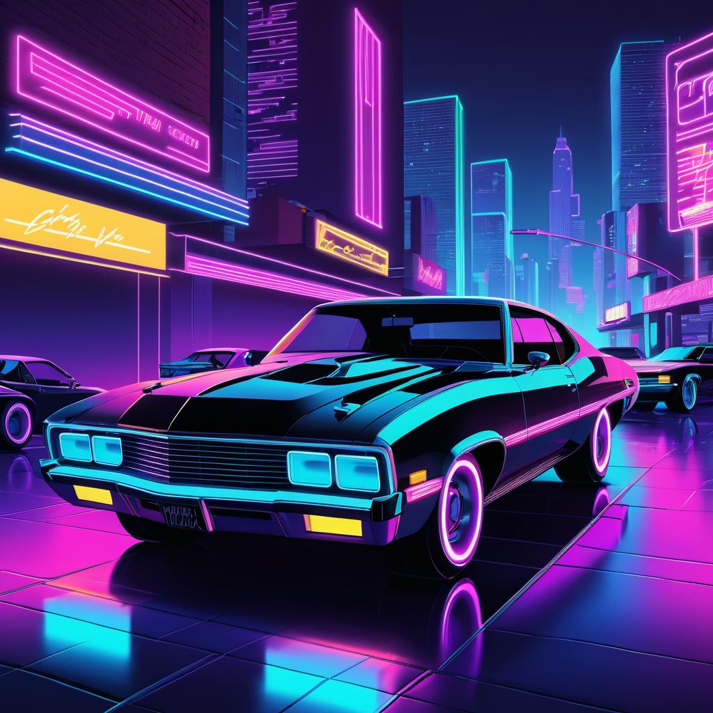 Neon City Car Thief Illustration