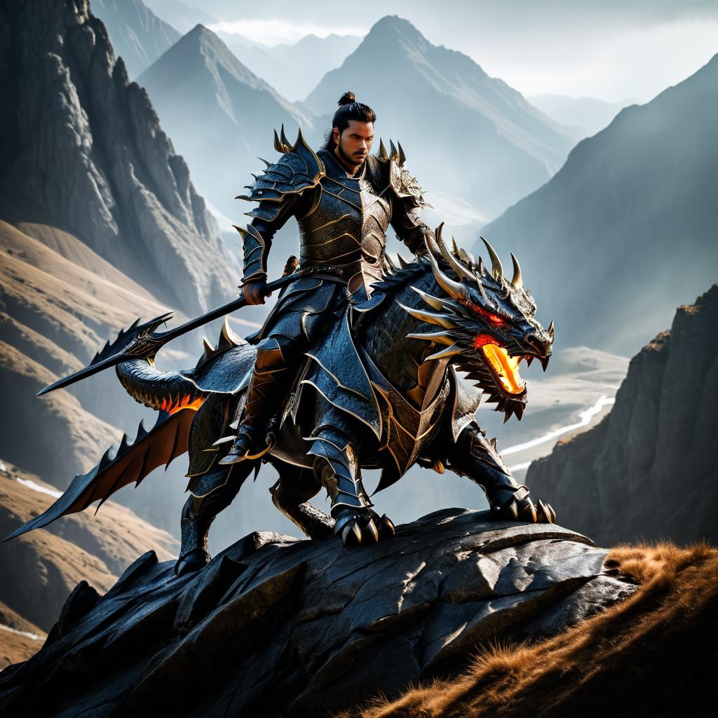 Fearless Dragon Rider in Epic Landscape