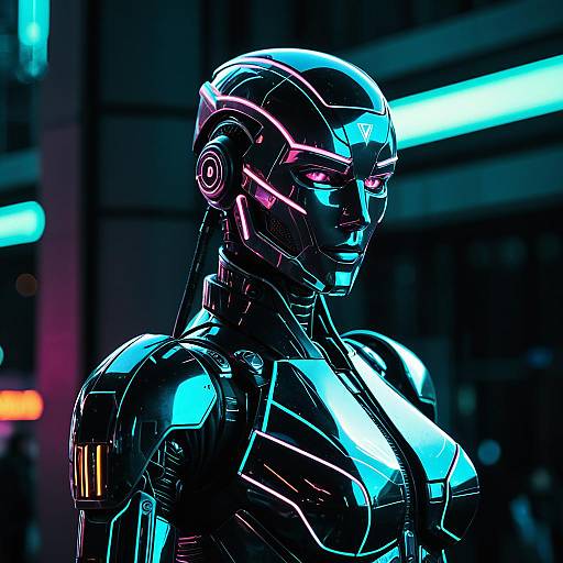 Futuristic Glass Android in Cyberpunk