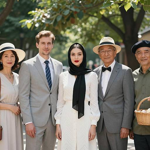 Vibrant Outdoor Group Photo with Style