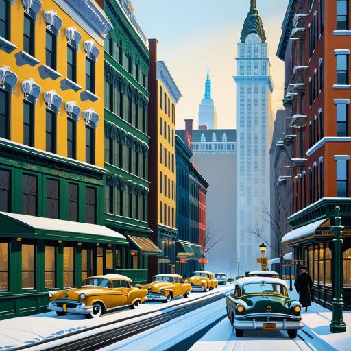 Intricate Winter NYC in Hopper Style