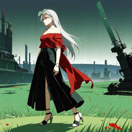 Serious Girl in a Serene Meadow
