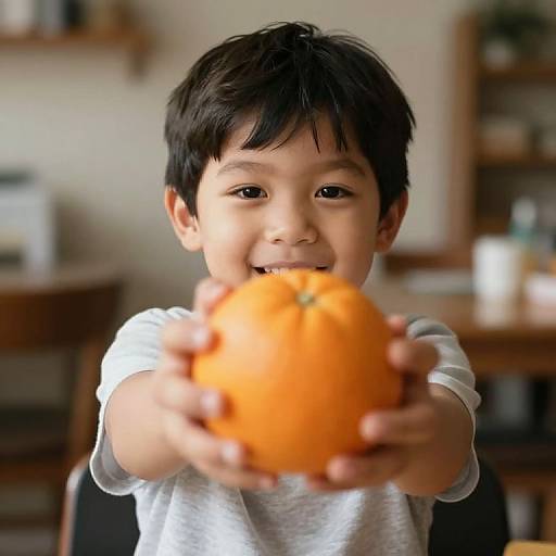 Boy Holding Orange Fruit
