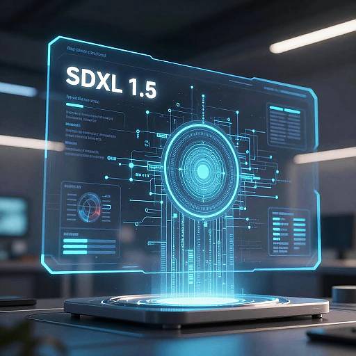 Digital CGI image of a futuristic holographic interface displaying 