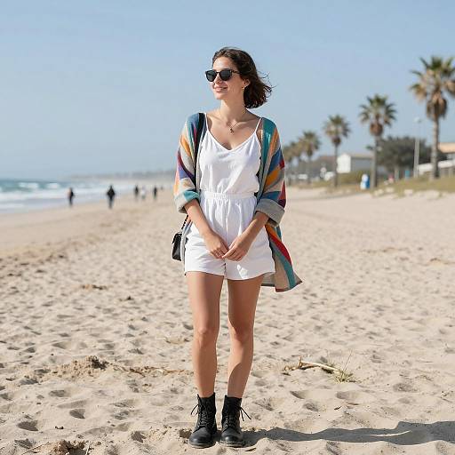 Smiling Woman on a Tropical Beach